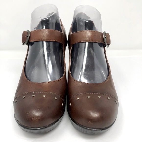 Dansko Fanny Wedge 3.5” Heel Mary Jane Sandals Shoes Dark Brown Leather EU 38 - Picture 4 of 13